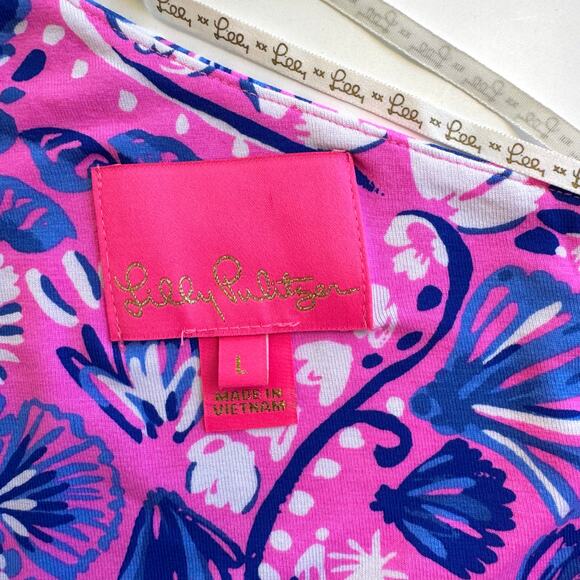 Lilly Pulitzer Solana One Shoulder Maxi Dress Havana Pink Turtle Tidepool L - Picture 11 of 12